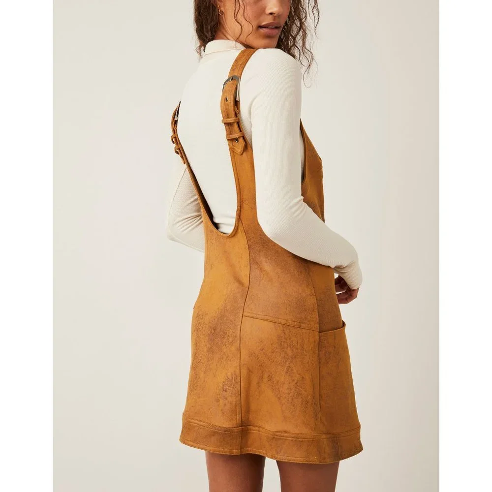 FREE PEOPLE Western Wind Mini Shift Dress / Camel - Picture 3 of 7